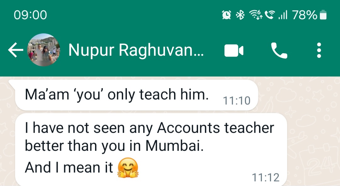 Student feedback message