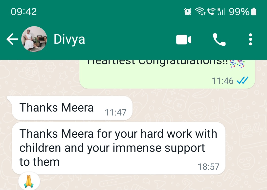 Student feedback message
